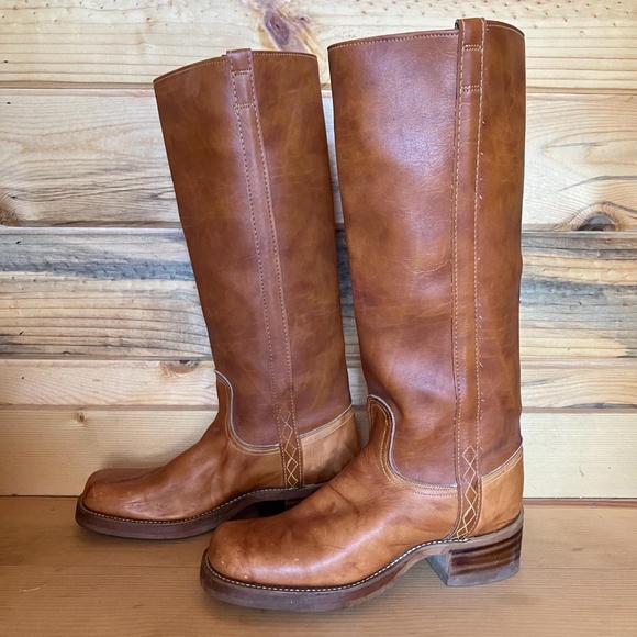 Dingo Shoes - Vintage Dingo Campus Boots tall leather western women's sz 7 7.5 like Frye